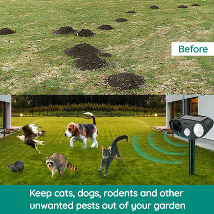 Yard Armadillo Repeller | Motion-Activated Ultrasonic | Solar-Powered, 30 ft Range