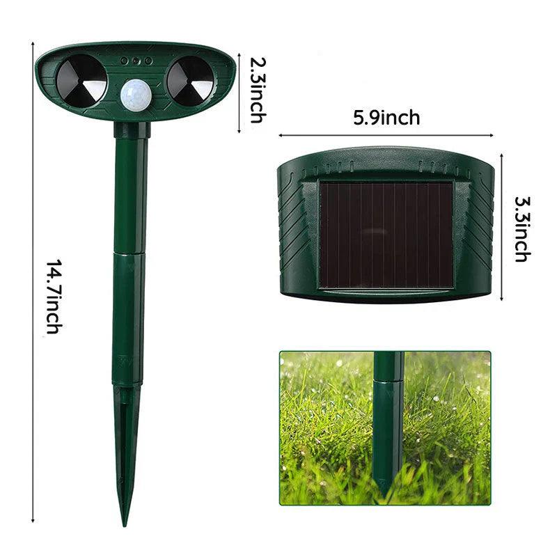 Yard Armadillo Repeller | Motion-Activated Ultrasonic | Solar-Powered, 30 ft Range