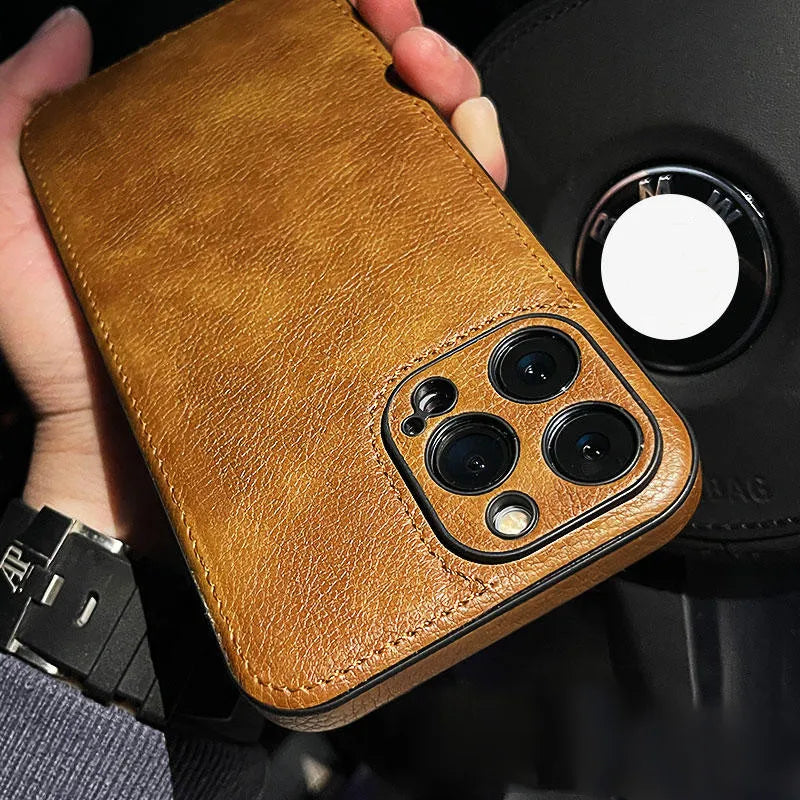 iPhone Case | Shockproof & Drop-Resistant Protection | Genuine Leather & Comfortable Grip