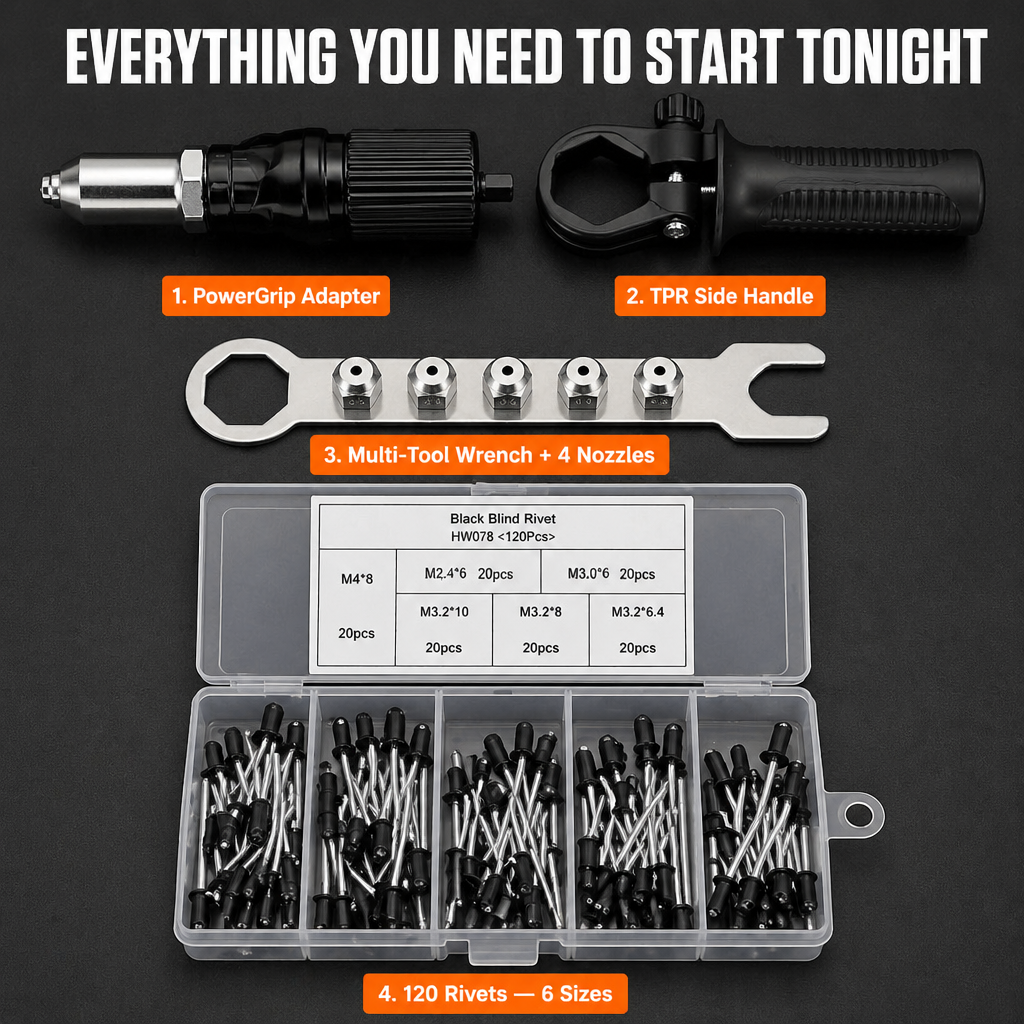 DrillForce™ — Turn Your Drill Into a Rivet-Pulling Powerhouse That Ends Hand Fatigue
