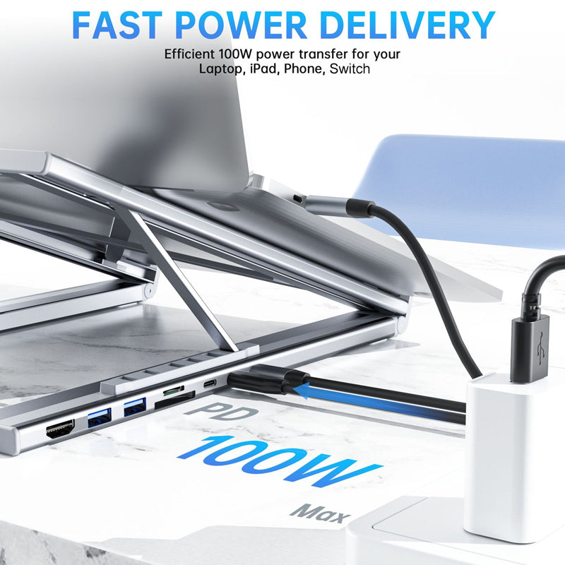 VoltEdge™ Hub Stand — Command Your Desk with Power, Clarity, and Pain-Free Focus