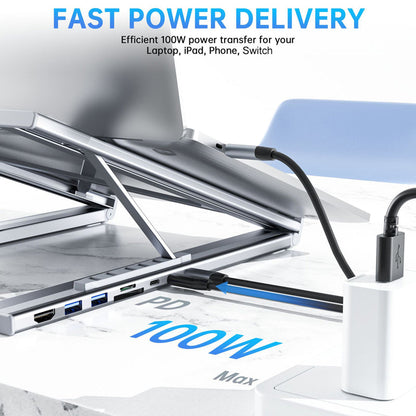 VoltEdge™ Hub Stand — Command Your Desk with Power, Clarity, and Pain-Free Focus