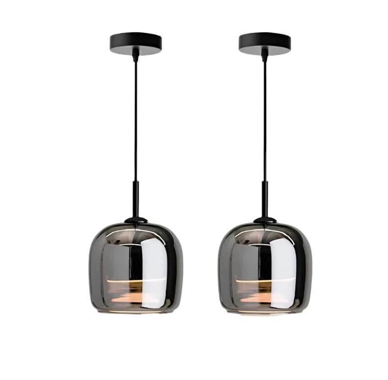 Nordic Black Glass Hanging Light Fixture - Modern Pendant Lamp for Dining and Kitchen