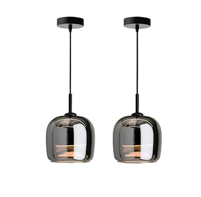 Nordic Black Glass Hanging Light Fixture - Modern Pendant Lamp for Dining and Kitchen
