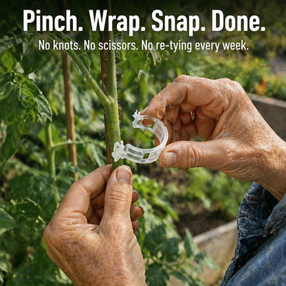 VerdiClip™ — Keep Tomatoes Upright, Skip the Twist Ties, Protect Every Stem from Breaking