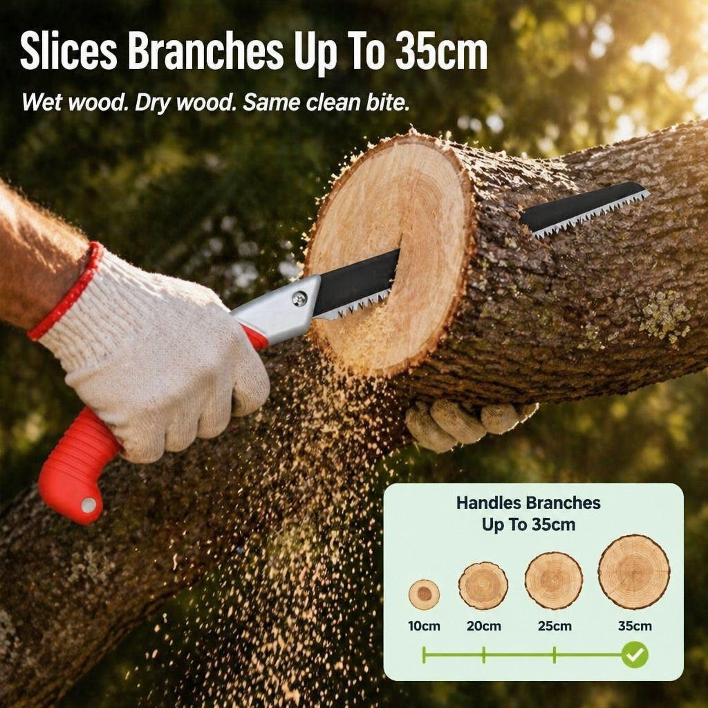 BranchBoss™ — Cut 35cm Branches Cordlessly and Quietly in Seconds