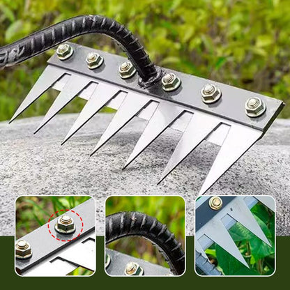 TerraClaw™ Carbon Steel Weed Rake — Slash Weeds Fast While Protecting Every Root for a Thriving Garden