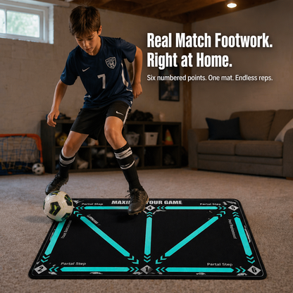 StrideMaster™ — Practice Genuine Match Footwork Directly on Your Living Room Floor
