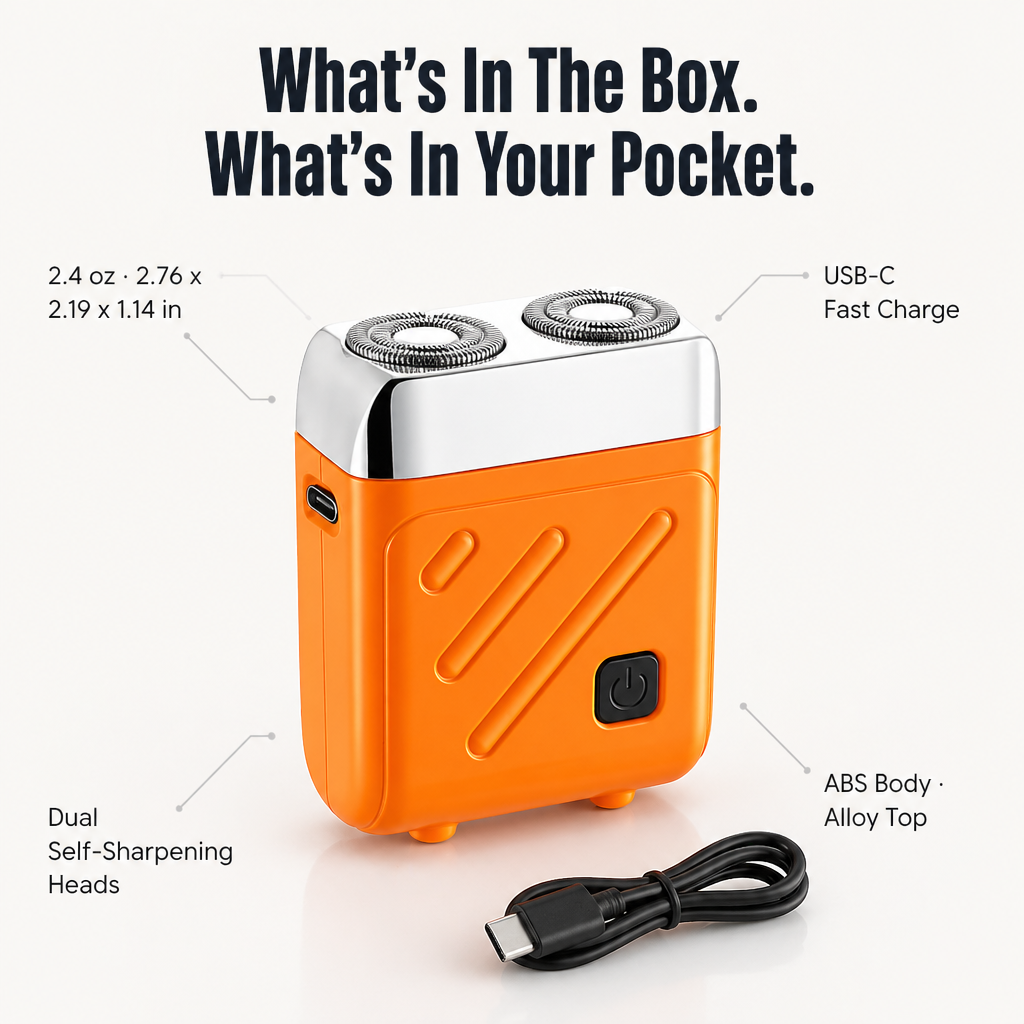 AeroGlide™ Mini Shaver — Defeat 5 O'Clock Shadow in 90 Seconds Anywhere
