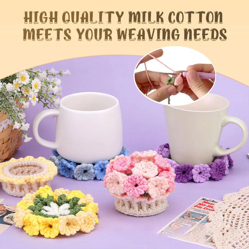 BloomAura™ Crochet Coaster Kit — Craft Vibrant Floral Art That Lights Up Your Home and Heart