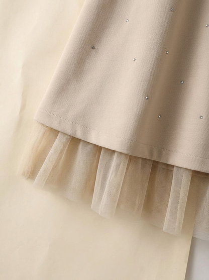 LuxeCurve™ – A-Line Mini Dress with Crystal Accents and Tulle Trim