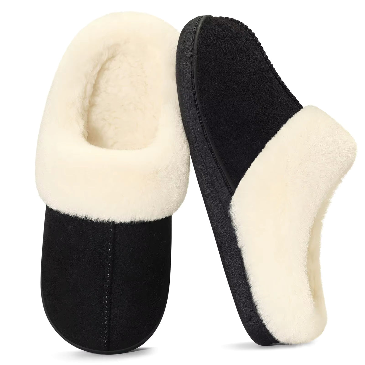 Slippers Faux-Fur Lined Memory Foam & Slip-Resistant