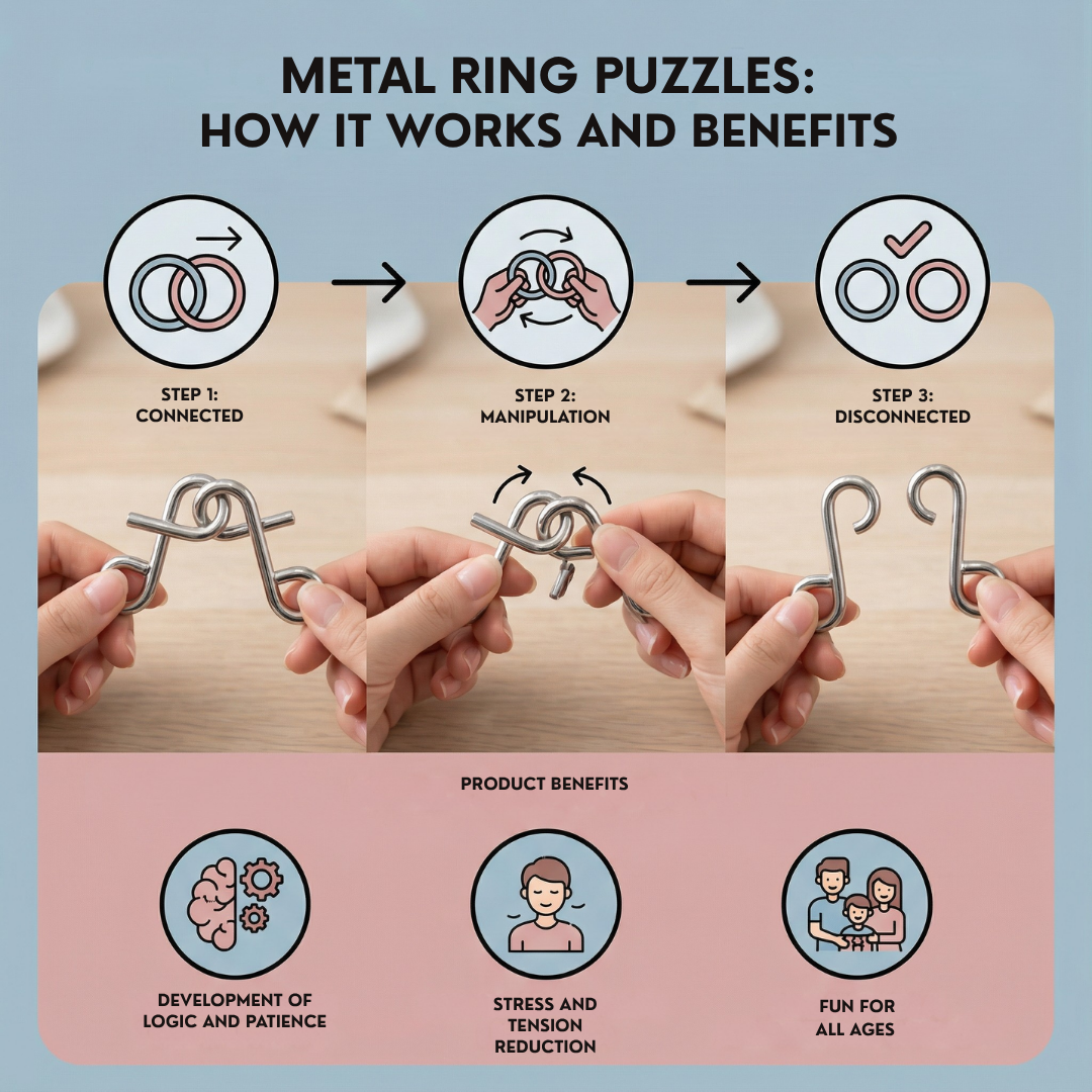 NeuroLuxe™ Metal Ring Puzzle Set — Ignite Your Mind Anytime, Anywhere, and Crush Every Challenge