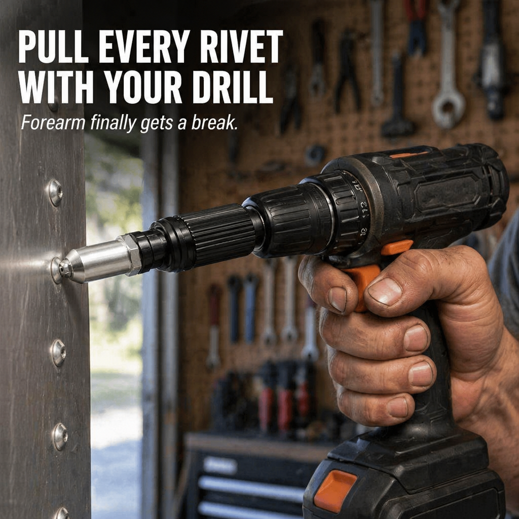 DrillForce™ — Turn Your Drill Into a Rivet-Pulling Powerhouse That Ends Hand Fatigue