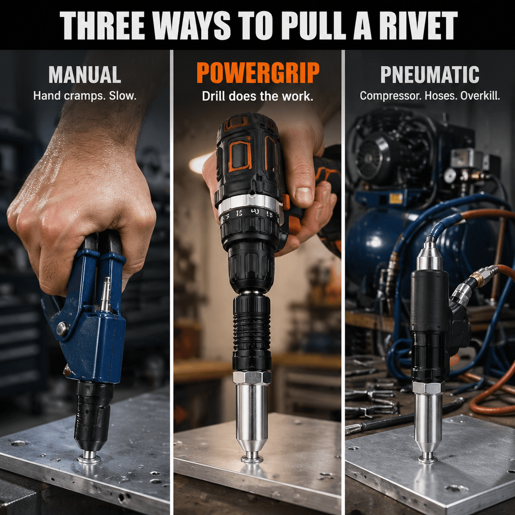 DrillForce™ — Turn Your Drill Into a Rivet-Pulling Powerhouse That Ends Hand Fatigue