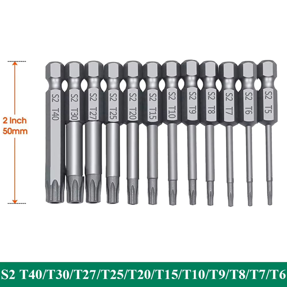 Torx Security Bit Set Tamper-Proof S2 Shock-Resistant Magnetic 11-Piece