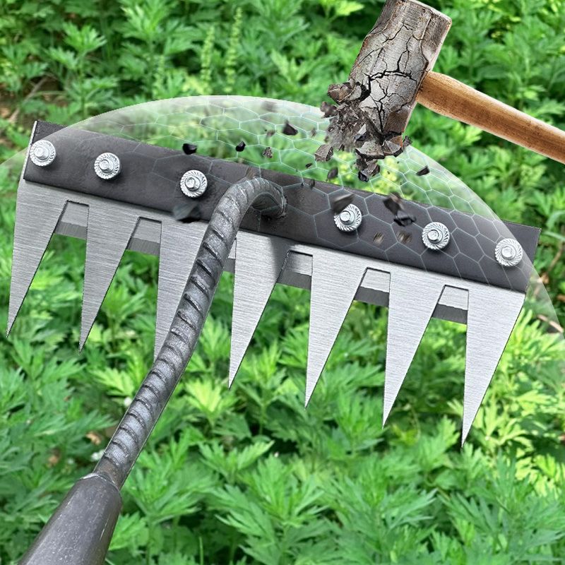 TerraClaw™ Carbon Steel Weed Rake — Slash Weeds Fast While Protecting Every Root for a Thriving Garden