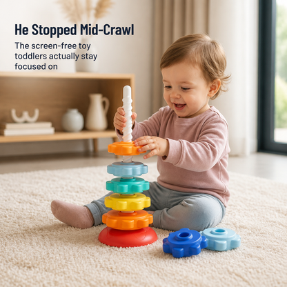 RadiantSpin™ Tower — Drop, Spin & Stack: The Screen-Free Plaything Toddlers Crave
